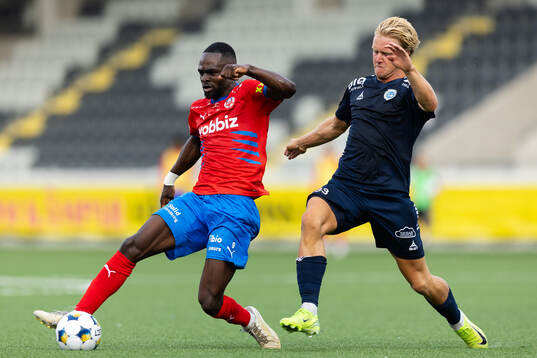 Helsingborgs Adam Akimey och Utsiktens Sebastian Lagerlund