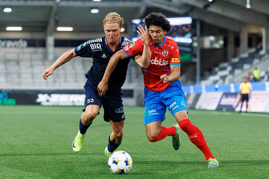 Utsiktens Sebastian Lagerlund och Helsingborgs Milan Silva