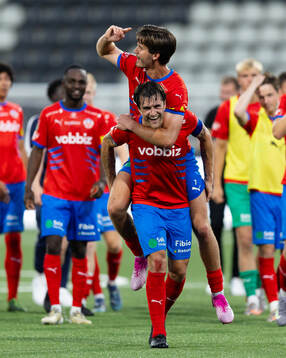 Helsingborgs Wilhelm Loeper och Jon Birkfeldt  jublar