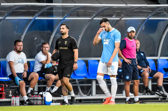 Andrej Djuric of Malmö FF in pain