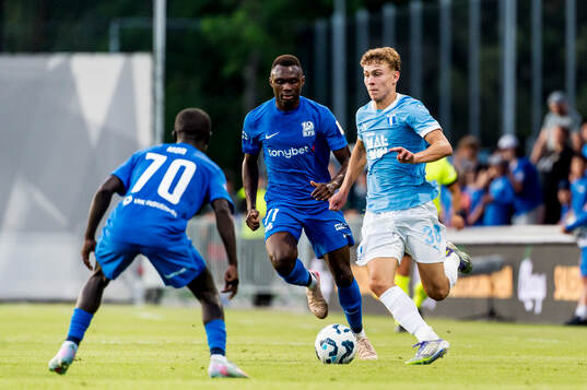 Hugo Bolin of Malmö FF and Mor Talla and Barthelemy