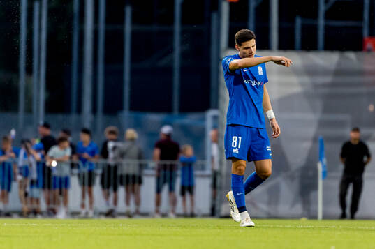 Strahinja Rakic of FK RFS looks dejected