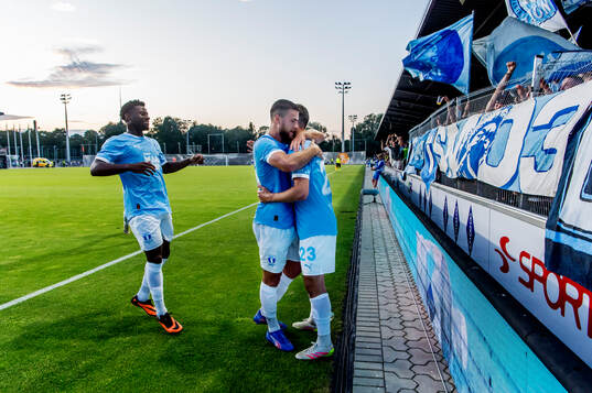 Gabriel Busanello and Lasse Berg Johnsen of Malmö FF