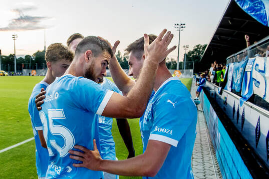 Gabriel Busanello and Lasse Berg Johnsen of Malmö FF