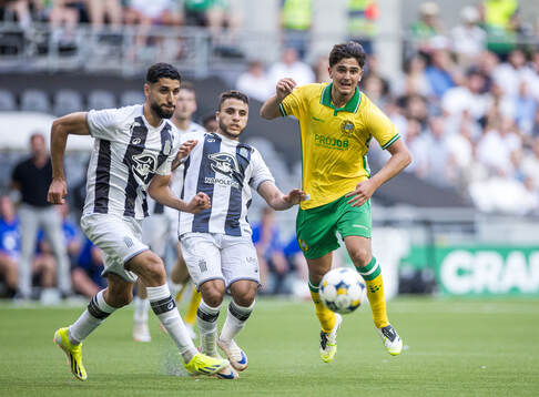 Yacine Titraoui and Aiham Ousou of Royal Charleroi SC