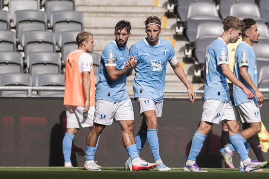 Malmö FFs Sead Haksabanovic och Jens Stryger Larsen jublar