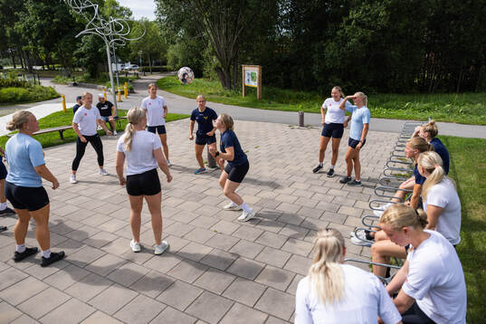 Players warming up