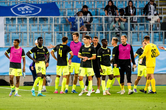 Players of FK RFS look dejected