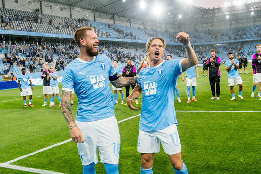 Pontus Jansson and Jens Stryger Larsen of Malmö FF