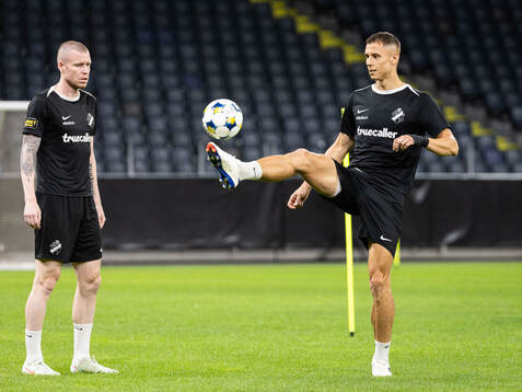 Thomas Isherwood and Filip Benkovic of AIK