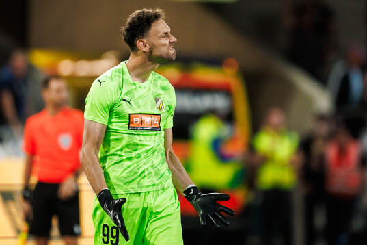 Goalkeeper Etrit Berisha of Häcken celebrates