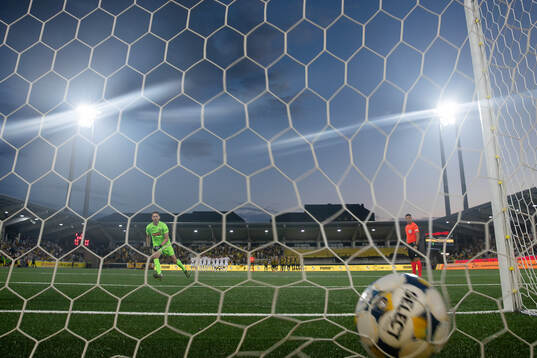 goalkeeper Etrit Berisha of Häcken scores the decisive