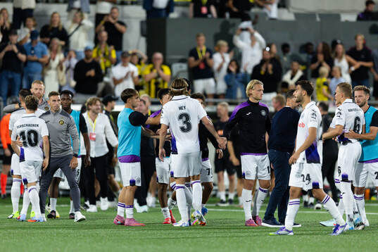 Players of Anderlecht look dejected the UEFA Europa League