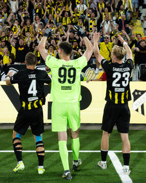 Marius Lode, goalkeeper Etrit Berisha and Olle Samuelsson