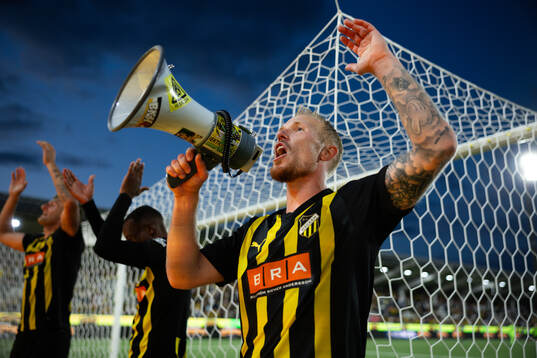 Mikkel Rygaard Jensen of Häcken celebrates