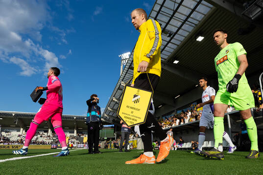Simon Gustafson and goalkeeper Etrit Berisha of Häcken