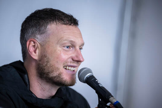 Head coach Kim Hellberg of Hammarby at the press conference
