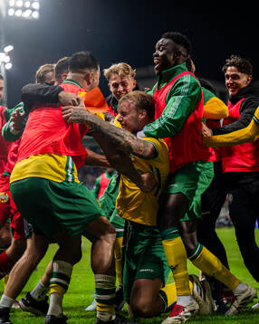 Jusef Erabi and Victor Eriksson of Hammarby celeberate