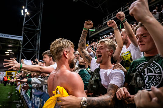 Former Hammarby player Fredrik Hammar and Simon Strand of