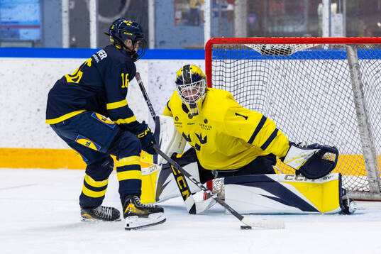 Love Lorentzon och Målvakt Vilmer Forsberg Salén