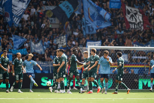 Spelare ur Halmstad jublar