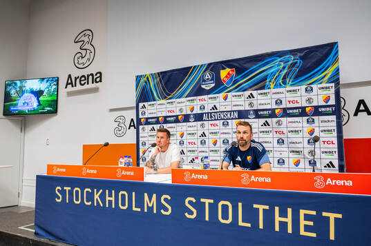 Halmstads tränare Johan Lindholm och Djurgårdens tränare