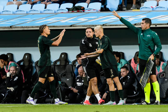 Jordan Larsson of FC Copenhagen is substituted