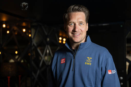 Head coach Sam Hallam of the Swedish men's national ice