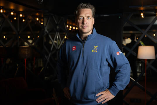 Head coach Sam Hallam of the Swedish men's national ice