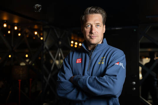 Head coach Sam Hallam of the Swedish men's national ice