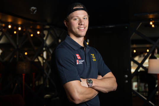 Lucas Raymond of the Swedish men's national ice hockey team