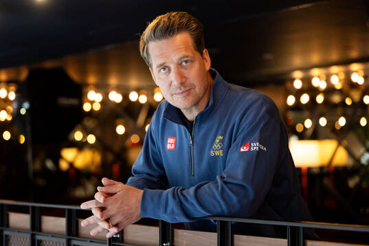 Head coach Sam Hallam of the Swedish men's national ice
