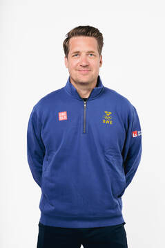 Head coach Sam Hallam of the Swedish men's national ice