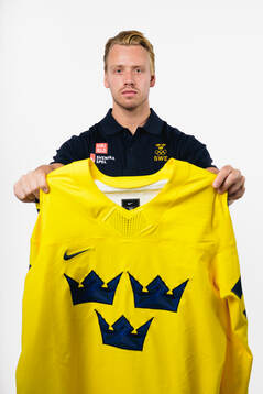 Jesper Bratt of the Swedish men's national ice hockey team
