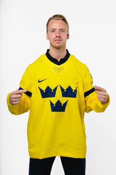 Jesper Bratt of the Swedish men's national ice hockey team