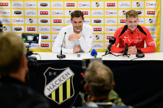 Coach Freyr Alexandersson and Saevar Atli Magnusson of