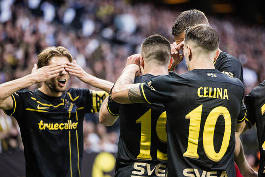 Dino Besirovic and Anton Saletros of AIK celebrates