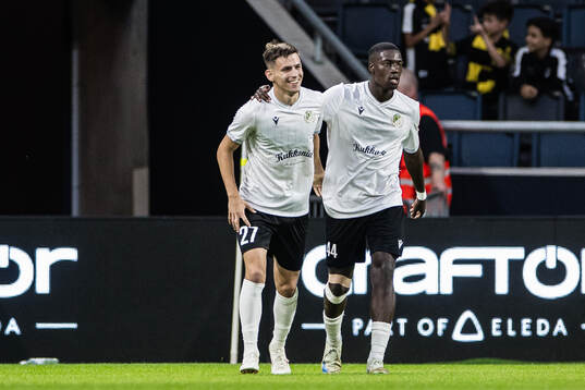 Milan Vitalis and Samsindin Ouro celebrates the 2-1 goal