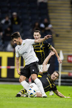 Claudiu Bumba of Györi ETO and Dino Besirovic of AIK