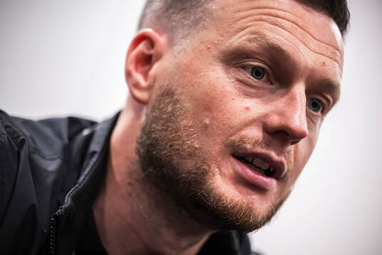 Head coach Kim Hellberg of Hammarby at the press conference