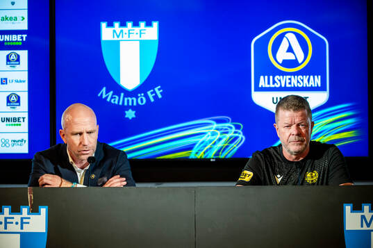 Malmö FFs huvudtränare Henrik Rydström och Mjällbys