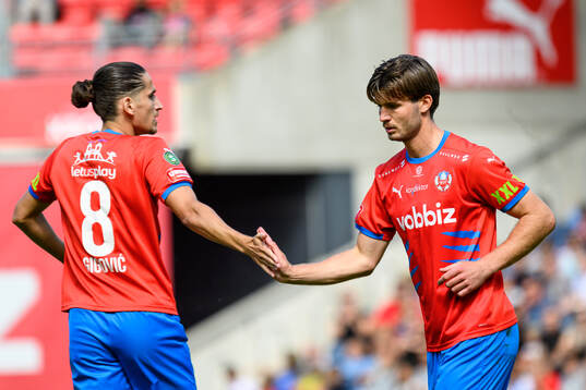 Helsingborgs Ervin Gigovic och Wilhelm Loeper