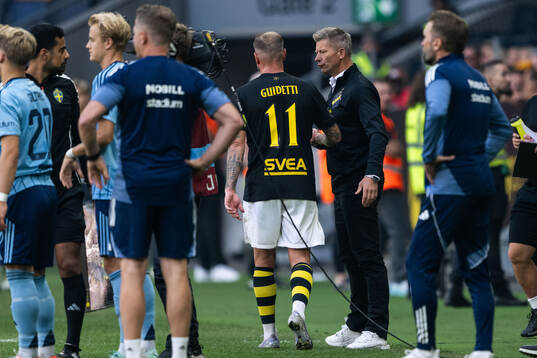 AIKs John Guidetti och tränare Mikkjal Thomassen