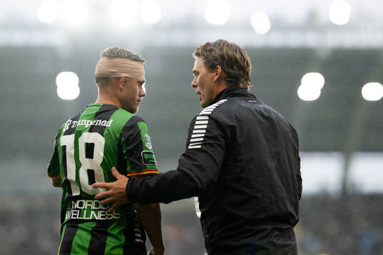 GAIS Kevin Holmén och tränare Fredrik Holmberg