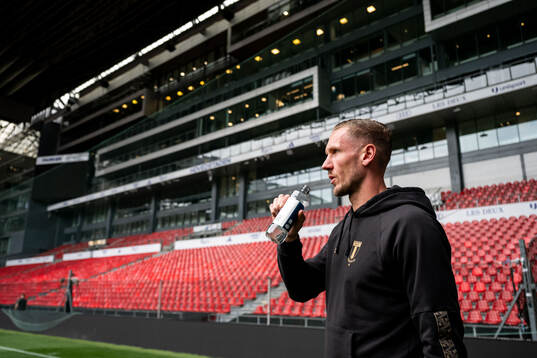 Goalkeeper Robin Olsen of Malmö FF at a stadium walk-around