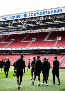 Players of Malmö FF at a stadium walk-around