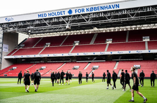 Players of Malmö FF at a stadium walk-around
