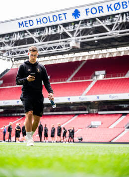 Lasse Berg Johnsen of Malmö FF at a stadium walk-around