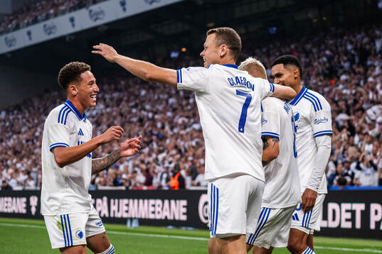 Viktor Claesson of FC Copenhagen celebrates with team mates