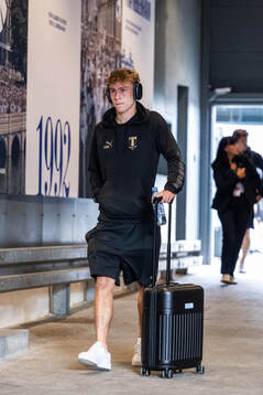 Hugo Bolin of Malmö FF arrives at the arena